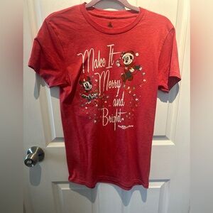 Disney Mickey Minnie Christmas Make It Merry And Bright women’s Shirt Small S